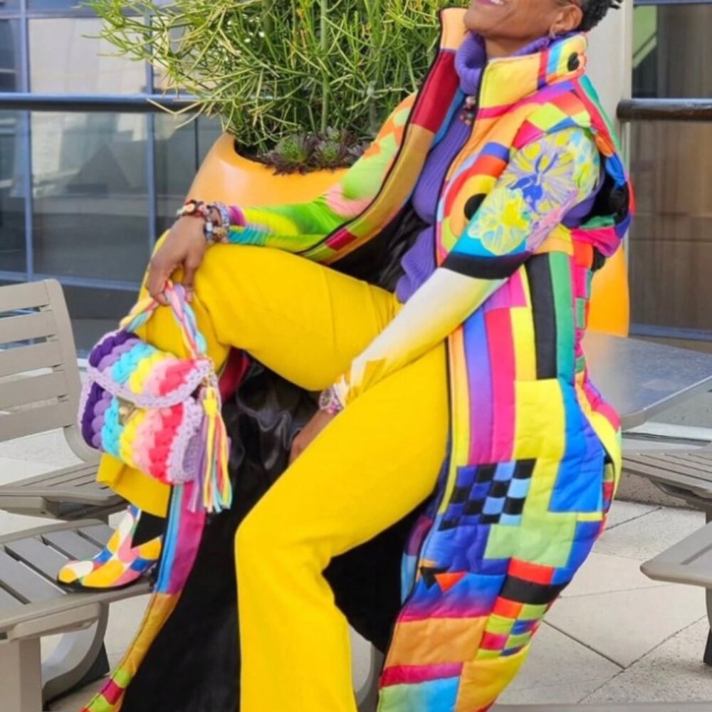 Women’s Casual Rainbow Geometric Print Maxi Duster - Picture 5 of 7